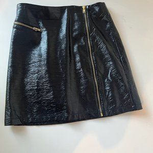 Vegan Leather Zipper Mini Skirt